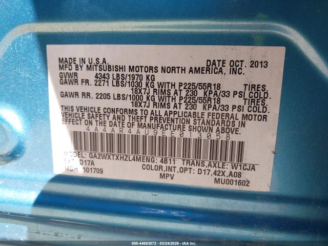 2014 MITSUBISHI OUTLANDER SPORT 4A4AR4AU9EE013058 Photo 8