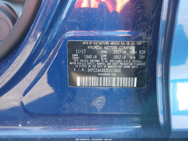 3KPC24A38JE011800 Hyundai ACCENT SE