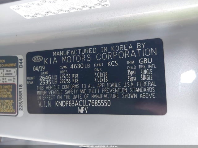 2020 KIA SPORTAGE KNDP63AC1L7685550 Photo 8