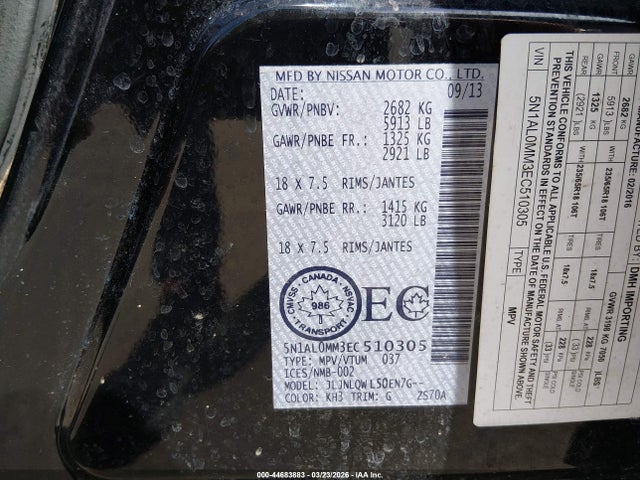 5N1AL0MM3EC510305 Infiniti QX60