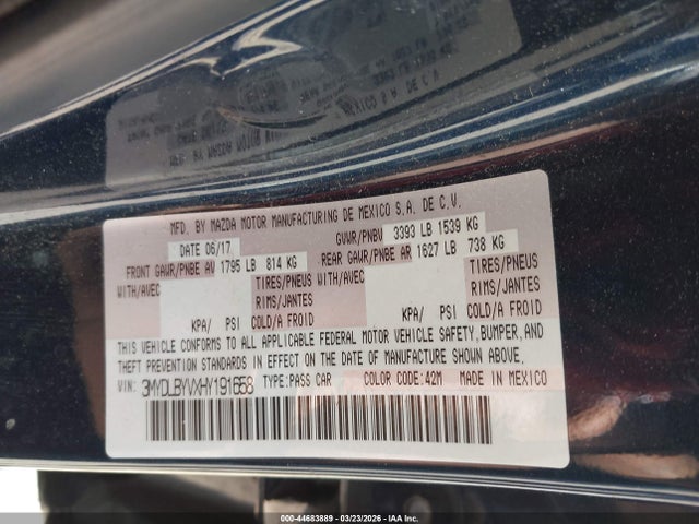 3MYDLBYVXHY191658 Toyota YARIS IA
