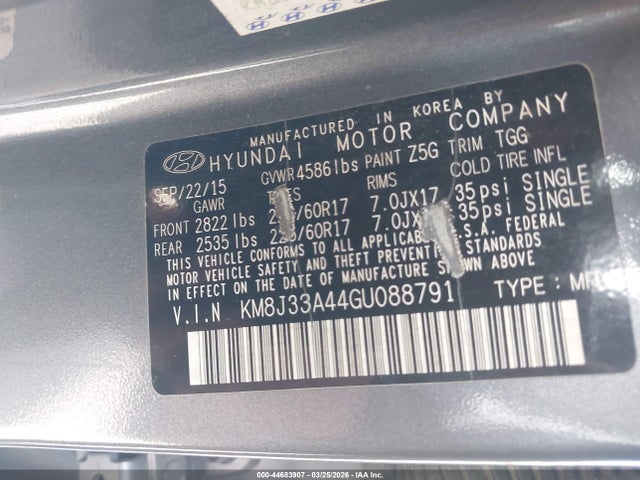 2016 HYUNDAI TUCSON KM8J33A44GU088791 Photo 8