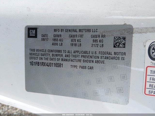 2018 CHEVROLET CAMARO 1G1FB1RX4J0116581 Photo 8