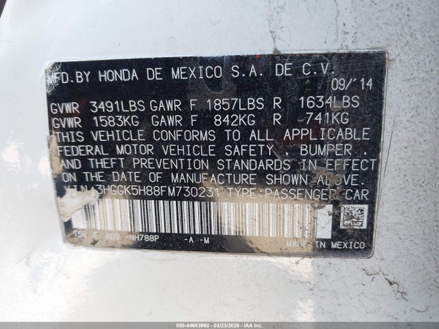 3HGGK5H88FM730231 Honda Fit Ex/ex-l