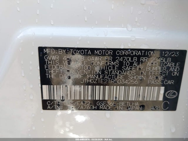 Aukcja sprzedaży 2024 Lexus Is 350 F Sport, vin: JTHGZ1E21R5034256, numer aukcji: 44683976