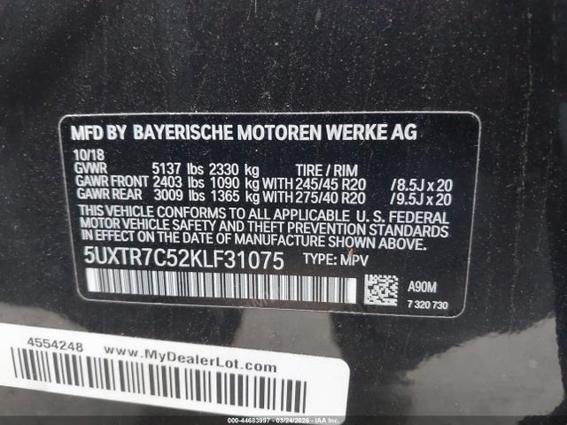 2019 BMW X3 5UXTR7C52KLF31075 Photo 8