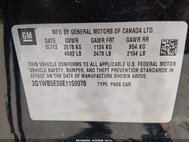 Aukcja sprzedaży 2014 Chevrolet Impala Limited Lt, vin: 2G1WB5E30E1100978, numer aukcji: 44684052