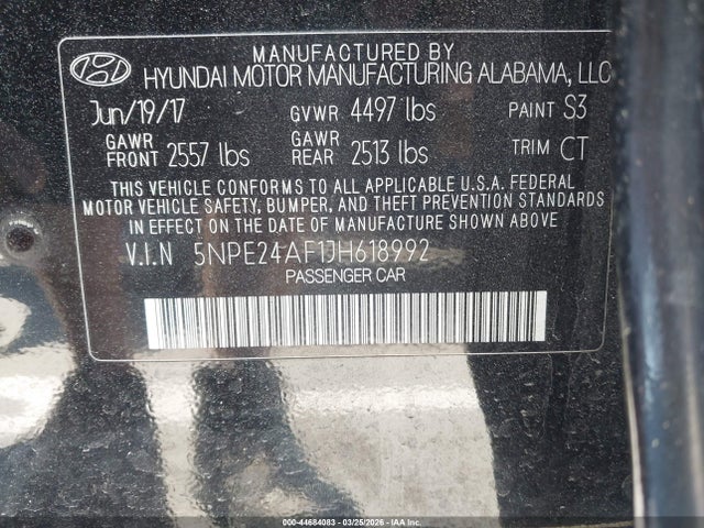 Aukcja sprzedaży 2018 Hyundai Sonata Se, vin: 5NPE24AF1JH618992, numer aukcji: 44684083