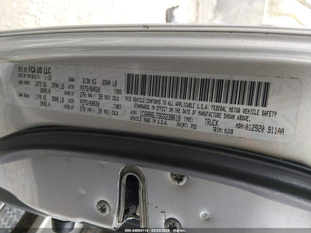 2016 Ram 1500 Lone Star მანქანა იყიდება აუქციონზე, vin: 1C6RR6LT9GS238618, აუქციონის ნომერი: 44684114