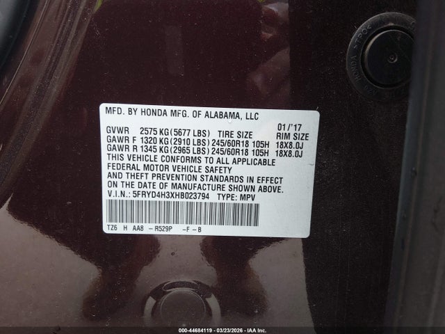 Продажа на аукционе авто 2017 Acura Mdx, vin: 5FRYD4H3XHB023794, номер лота: 44684119