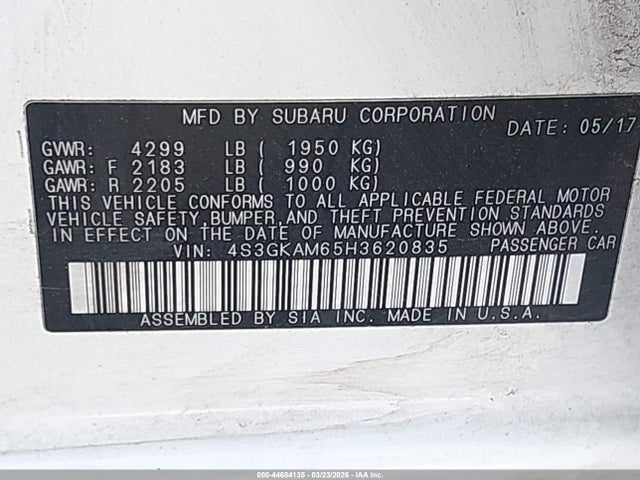 4S3GKAM65H3620835 Subaru Impreza 2.0i Sport