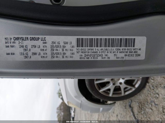 2011 Dodge Journey Crew მანქანა იყიდება აუქციონზე, vin: 3D4PH3FG2BT523459, აუქციონის ნომერი: 44684137