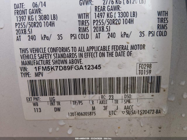 2015 FORD EXPLORER 1FM5K7D89FGA12345 Photo 8