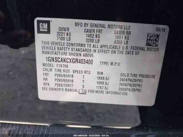 Chevrolet Tahoe Ls 2016 1GNSCAKCXGR403400 Image 9