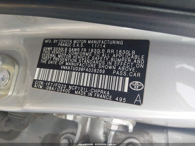 VNKKTUD39FA028269 Toyota YARIS L