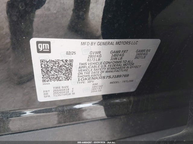 Aukcja sprzedaży 2025 Gmc Acadia Fwd Elevation, vin: 1GKENKRS7SJ189769, numer aukcji: 44684267