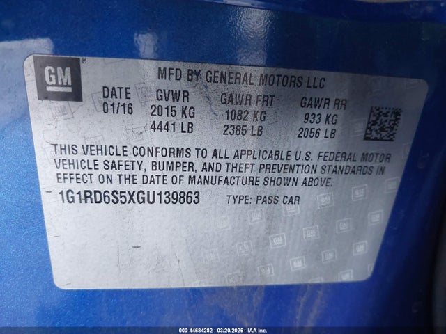 Chevrolet Volt Premier 2016 1G1RD6S5XGU139863 Image 9
