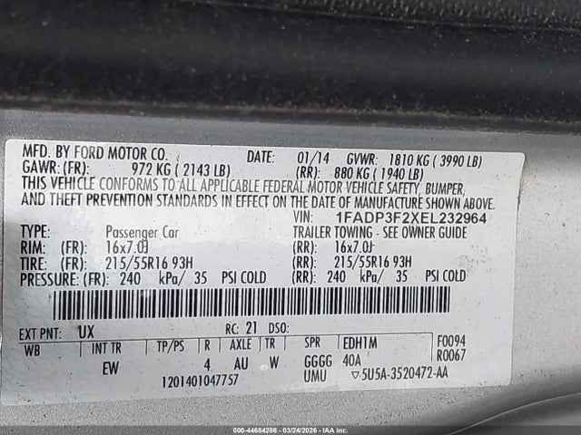 Ford FOCUS SE 2014 1FADP3F2XEL232964 Image 9