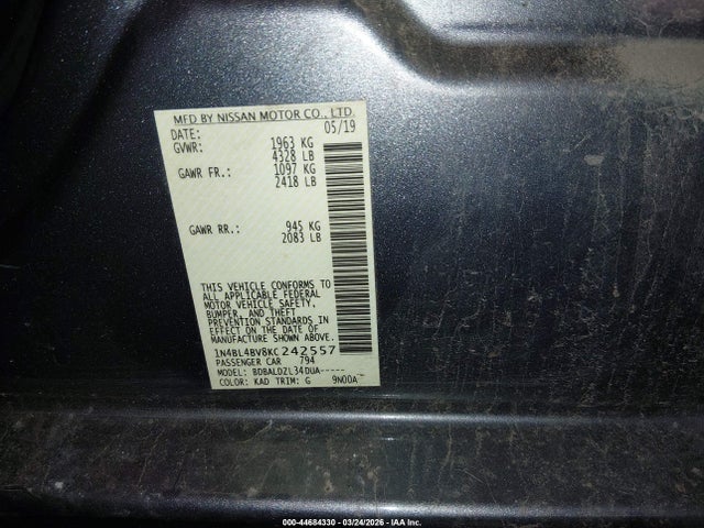 Nissan Altima 2.5 S 2019 1N4BL4BV8KC242557 Image 9