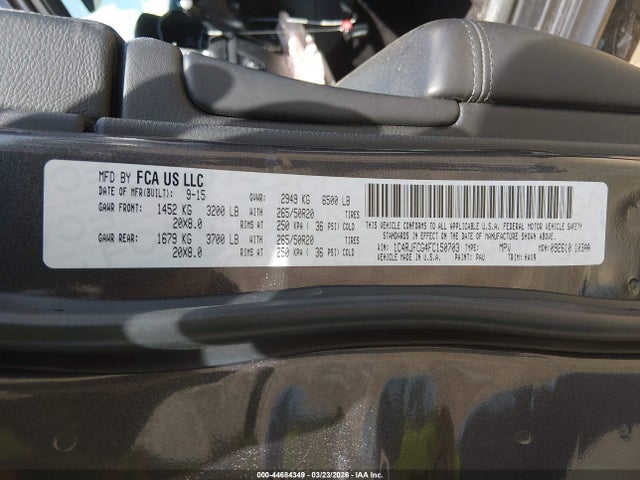 Aukcja sprzedaży 2015 Jeep Grand Cherokee High Altitude, vin: 1C4RJFCG4FC150703, numer aukcji: 44684349