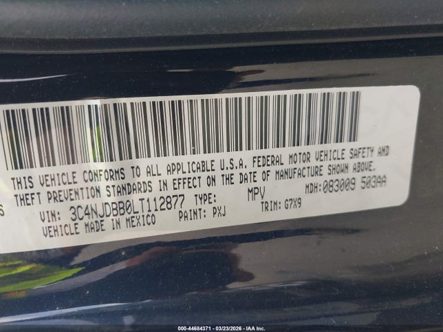 2020 Jeep Compass Latitude 4x4 მანქანა იყიდება აუქციონზე, vin: 3C4NJDBB0LT112877, აუქციონის ნომერი: 44684371