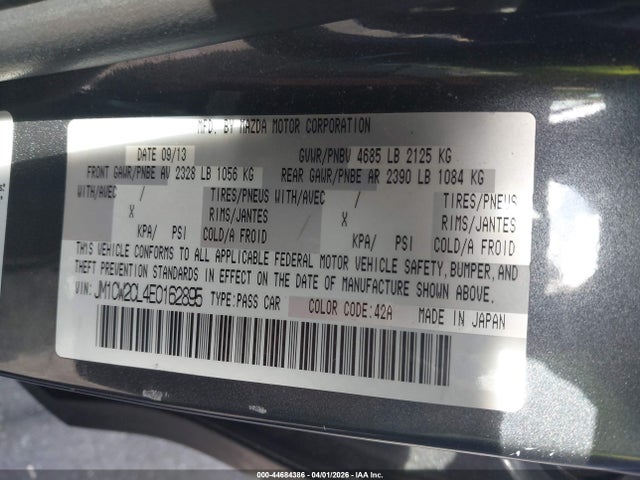 Aukcja sprzedaży 2014 Mazda Mazda5 Touring, vin: JM1CW2CL4E0162895, numer aukcji: 44684386