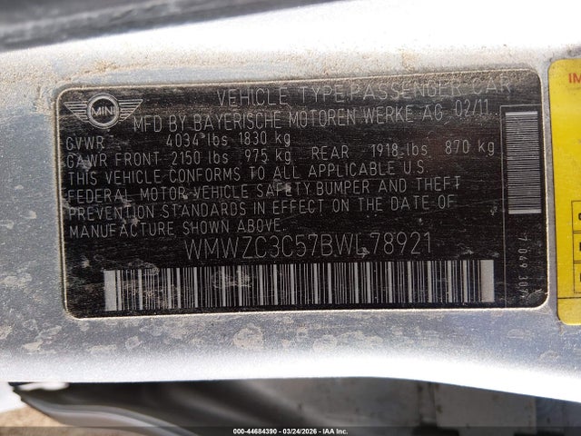 2011 MINI COOPER S COUNTRYMAN WMWZC3C57BWL78921 Photo 8