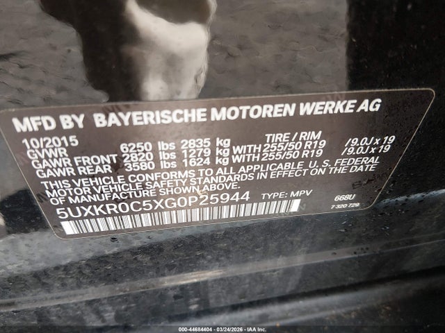 5UXKR0C5XG0P25944 BMW X5 Xdrive35i