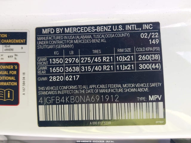 4JGFB4KB0NA691912 Mercedes-Benz Gle 350 4matic