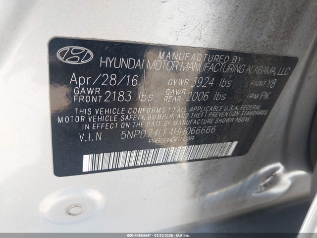 5NPD74LF4HH066666 Hyundai ELANTRA SE