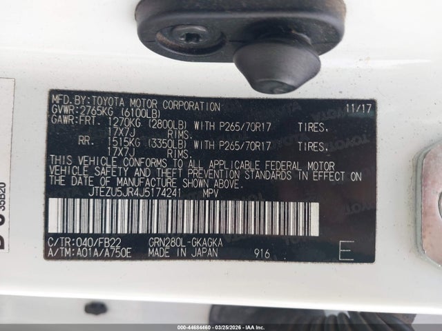 2018 TOYOTA 4RUNNER JTEZU5JR4J5174241 Photo 8