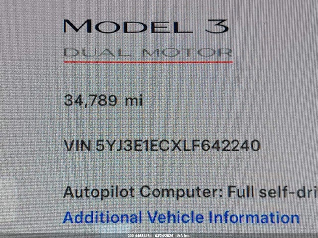 Aukcja sprzedaży 2020 Tesla Model 3 Performance Dual Motor All-wheel Drive, vin: 5YJ3E1ECXLF642240, numer aukcji: 44684464