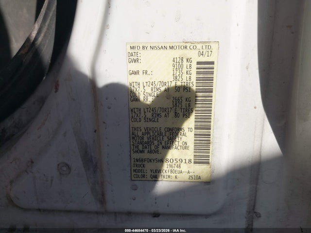 1N6BF0KY5HN805918 Nissan Nv Cargo Nv2500 Hd S V6