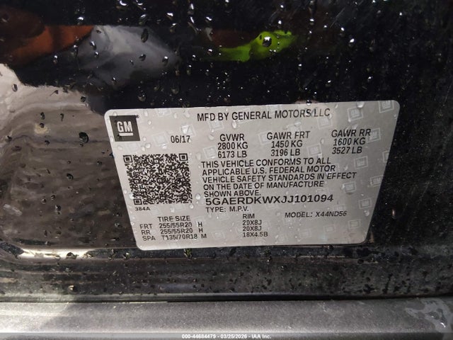 Продажа на аукционе авто 2018 Buick Enclave Avenir, vin: 5GAERDKWXJJ101094, номер лота: 44684479