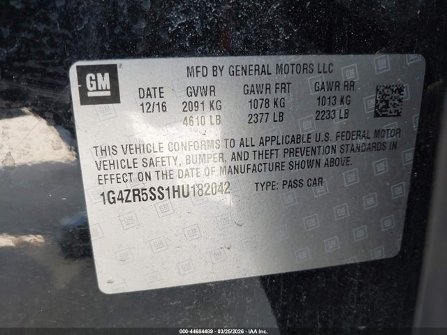 Aukcja sprzedaży 2017 Buick Lacrosse Premium, vin: 1G4ZR5SS1HU182042, numer aukcji: 44684489