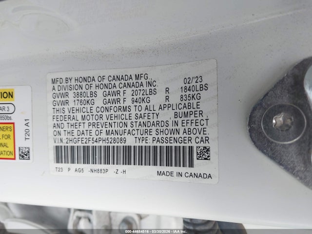 Honda Civic Sport 2023 2HGFE2F54PH528089 Image 9