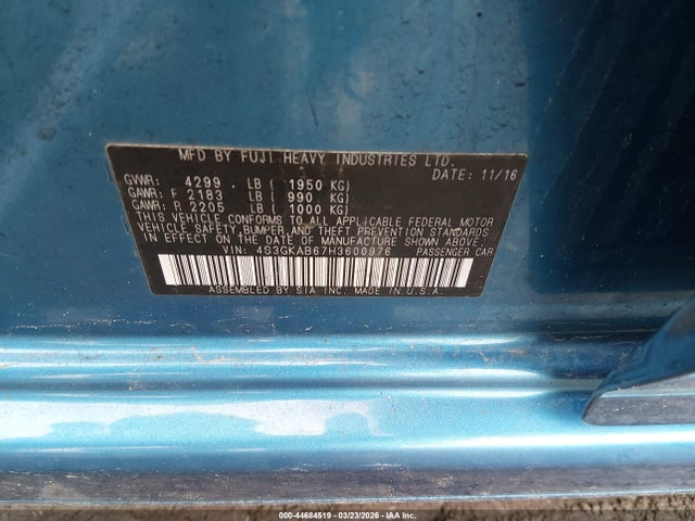 Aukcja sprzedaży 2017 Subaru Impreza 2.0i Premium, vin: 4S3GKAB67H3600976, numer aukcji: 44684519