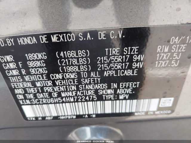 3CZRU6H54HM722475 Honda HR-V EX