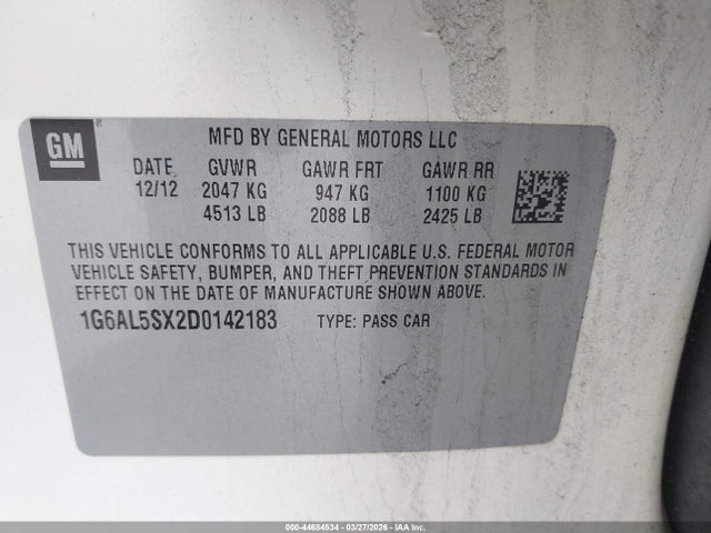 Aukcja sprzedaży 2013 Cadillac Ats Premium, vin: 1G6AL5SX2D0142183, numer aukcji: 44684534
