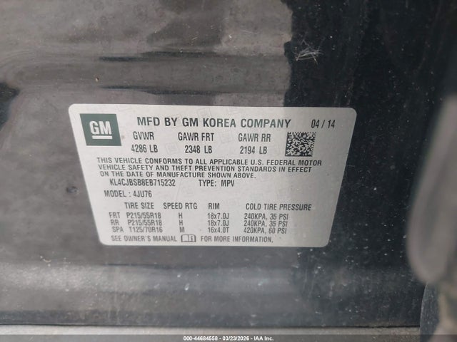 Продажа на аукционе авто 2014 Buick Encore Convenience, vin: KL4CJBSB8EB715232, номер лота: 44684558
