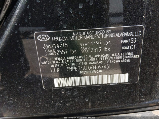 5NPE34AF0FH167431 Hyundai Sonata Limited