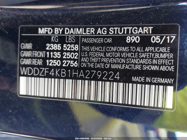 WDDZF4KB1HA279224 Mercedes-Benz E 300 4matic