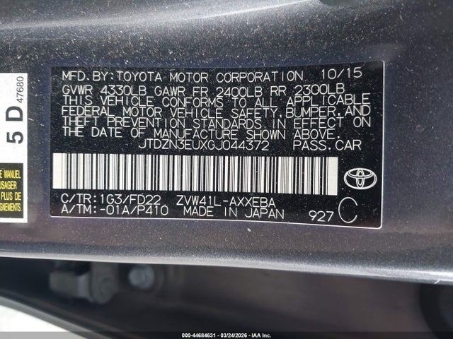 Toyota Prius V Two 2016 JTDZN3EUXGJ044372 Image 9