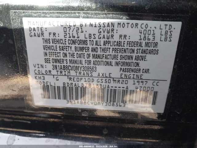 3N1AB8CV0MY308563 Nissan Sentra Sv Xtronic Cvt