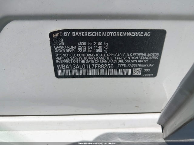 Auction sale of the 2020 Bmw M235i Gran Coupe Xdrive, vin: WBA13AL01L7F88256, lot number: 44684646