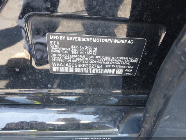 2019 BMW 530E WBAJA9C56KB392788 Photo 8