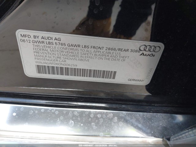 Продаж на аукціоні авто 2013 Audi A8 3.0t, vin: WAUAGAFD6DN006259, номер лоту: 44684697