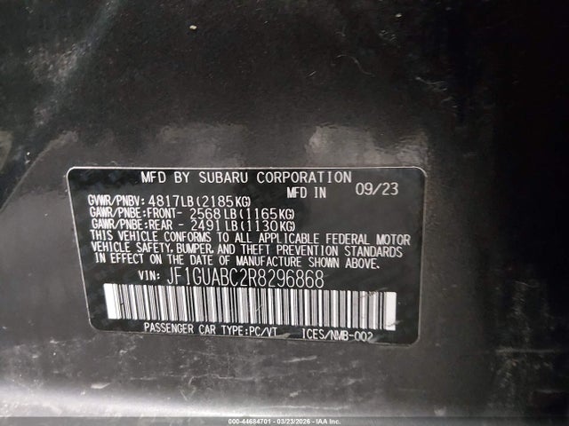 Продаж на аукціоні авто 2024 Subaru Impreza Base 5-door, vin: JF1GUABC2R8296868, номер лоту: 44684701