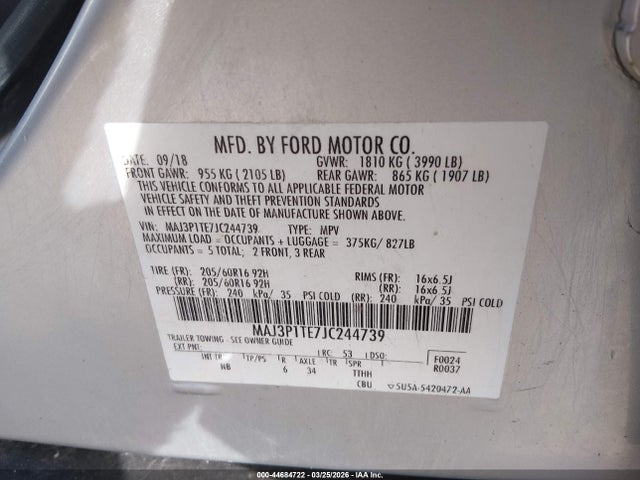 2018 FORD ECOSPORT MAJ3P1TE7JC244739 Photo 8