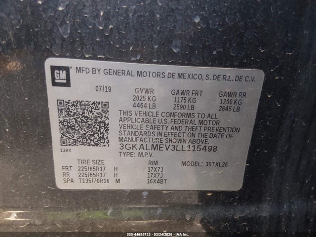 3GKALMEV3LL115498 GMC Terrain Fwd Sle